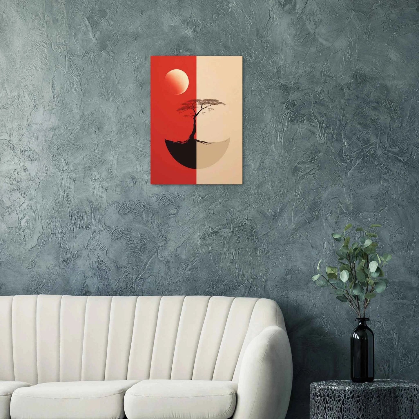 Zen Moon & Tree Minimalist Art Print