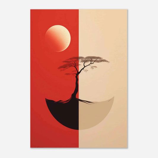 Zen Moon & Tree Minimalist Art Print