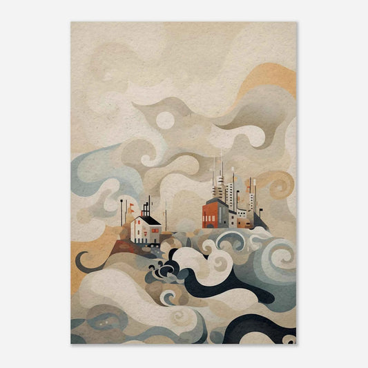 Abstract Cityscape Art Print in Earthy Tones