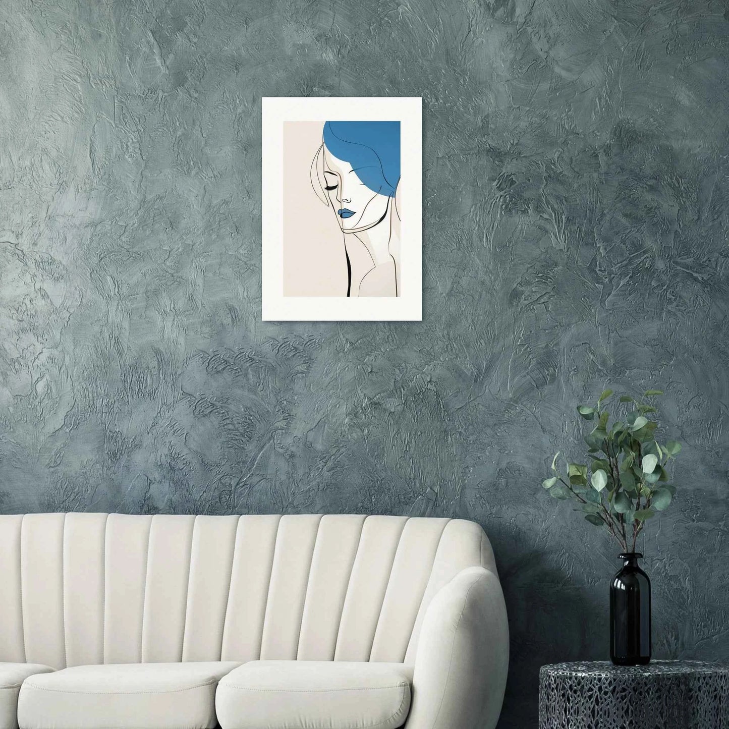 Blue Mood Abstract Portrait Print