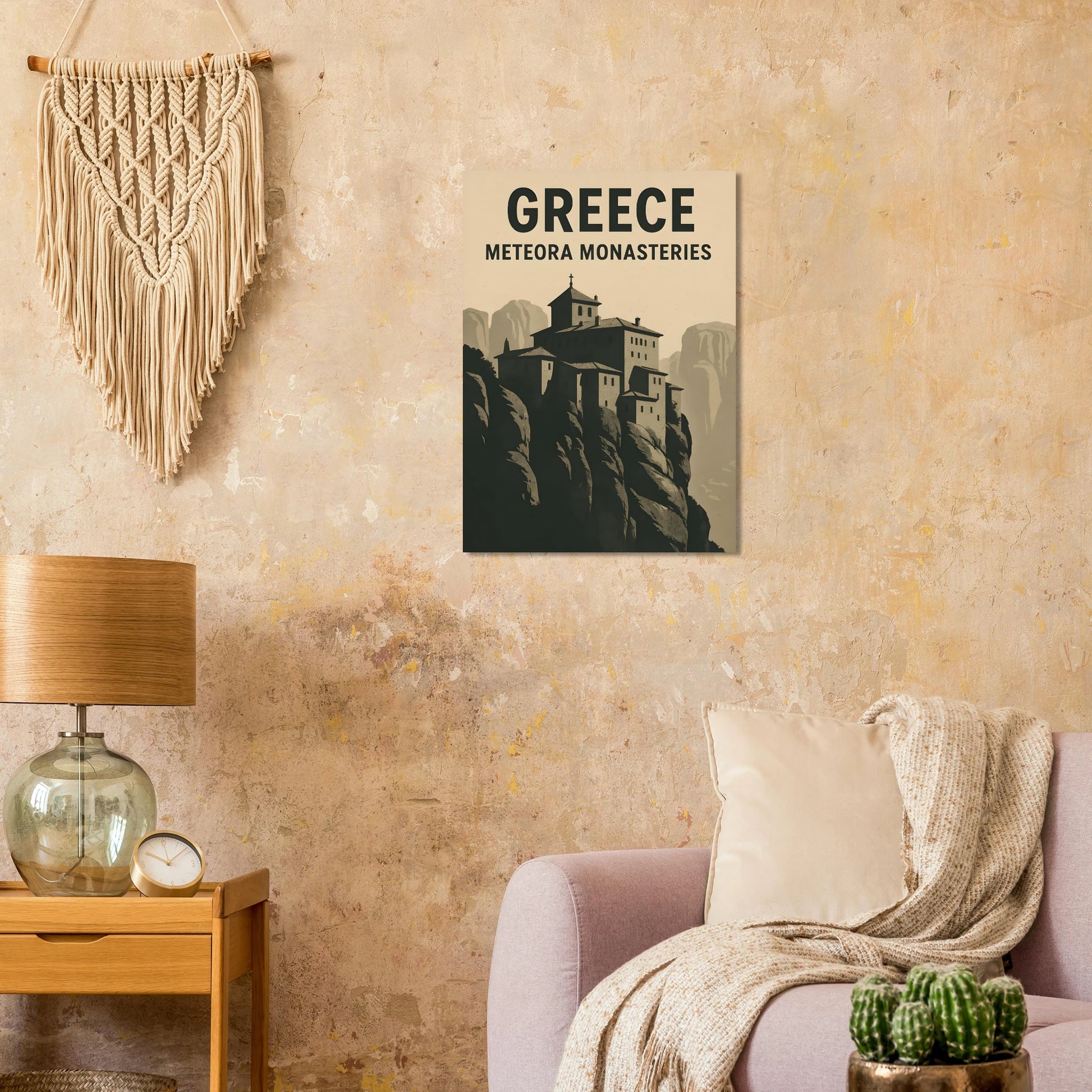 Meteora Monasteries Poster – Vintage Greece Travel Art Print - Canvasero