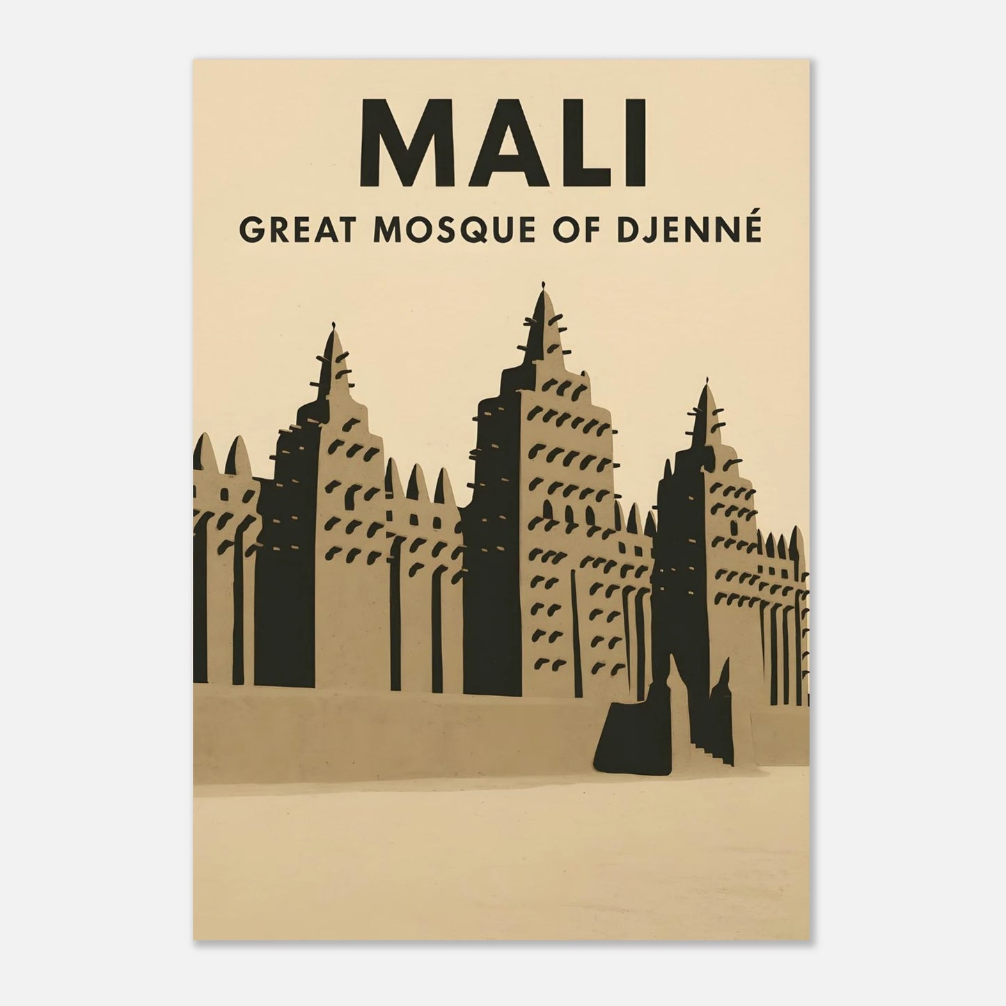 Mali Great Mosque Poster – Earthy Tones Art Print - Canvasero