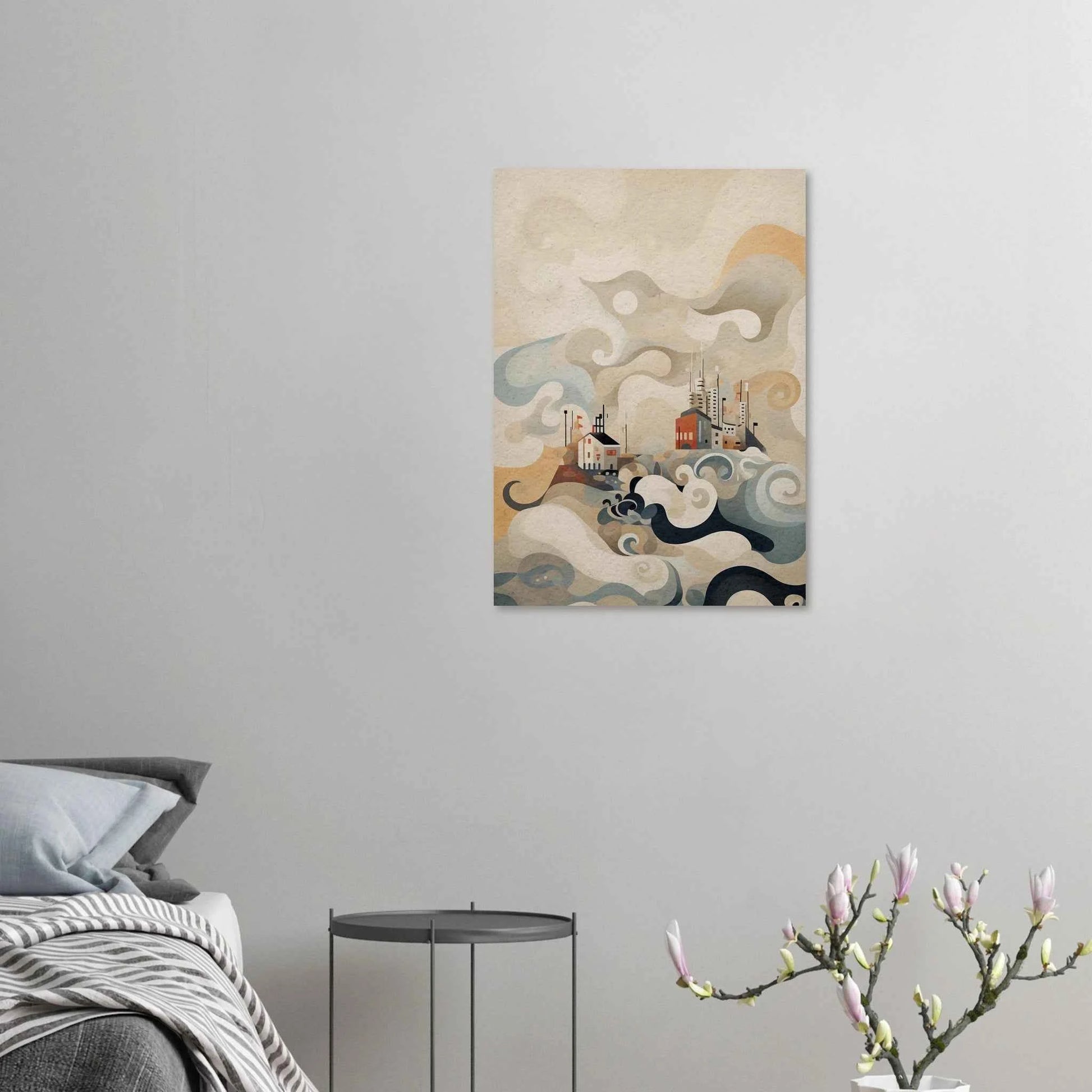 Abstract Cityscape Art Print in Earthy Tones