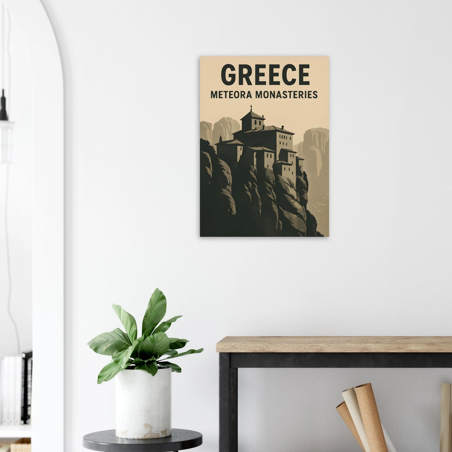 Meteora Monasteries Poster – Vintage Greece Travel Art Print - Canvasero