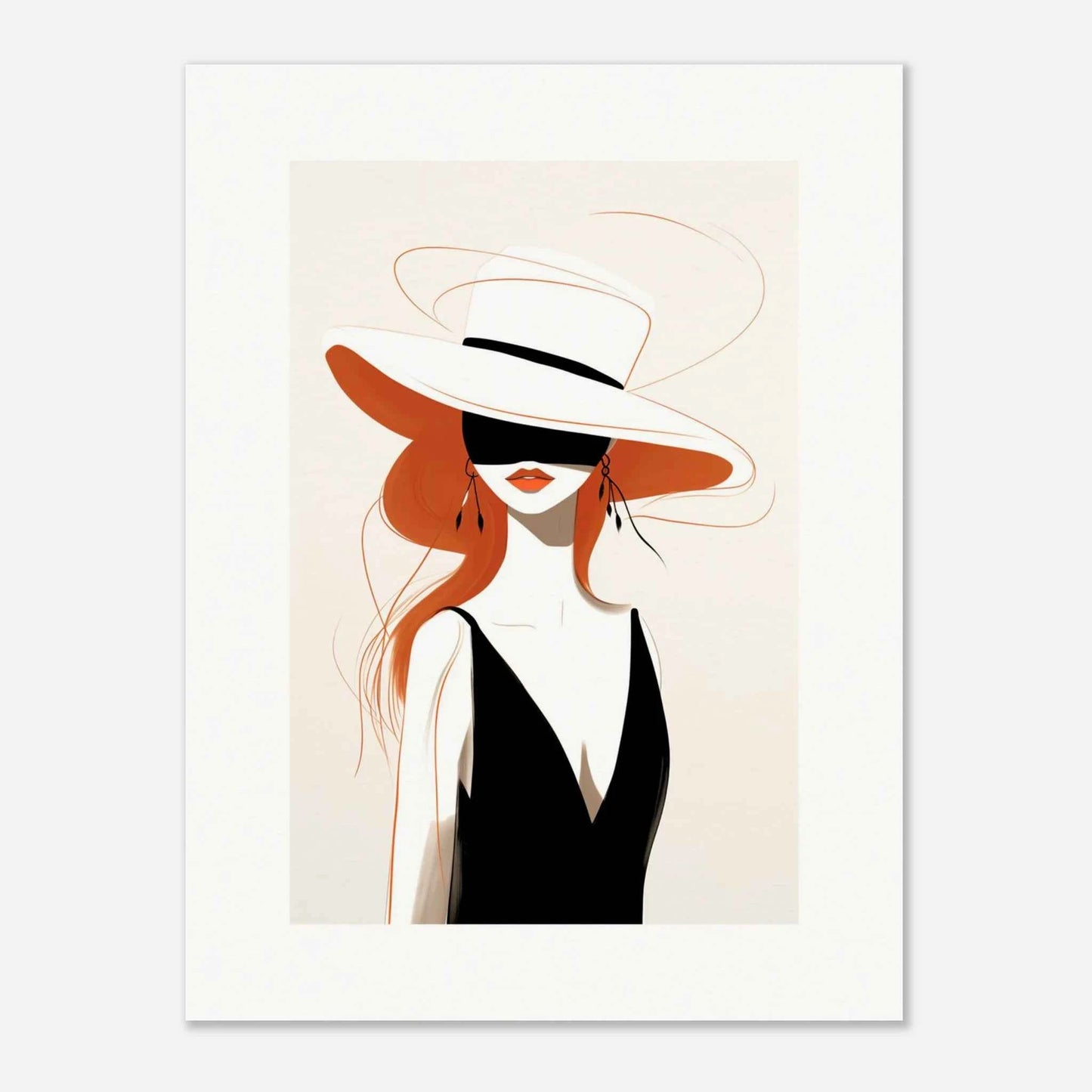Elegant Woman in Hat & Dress Art Print