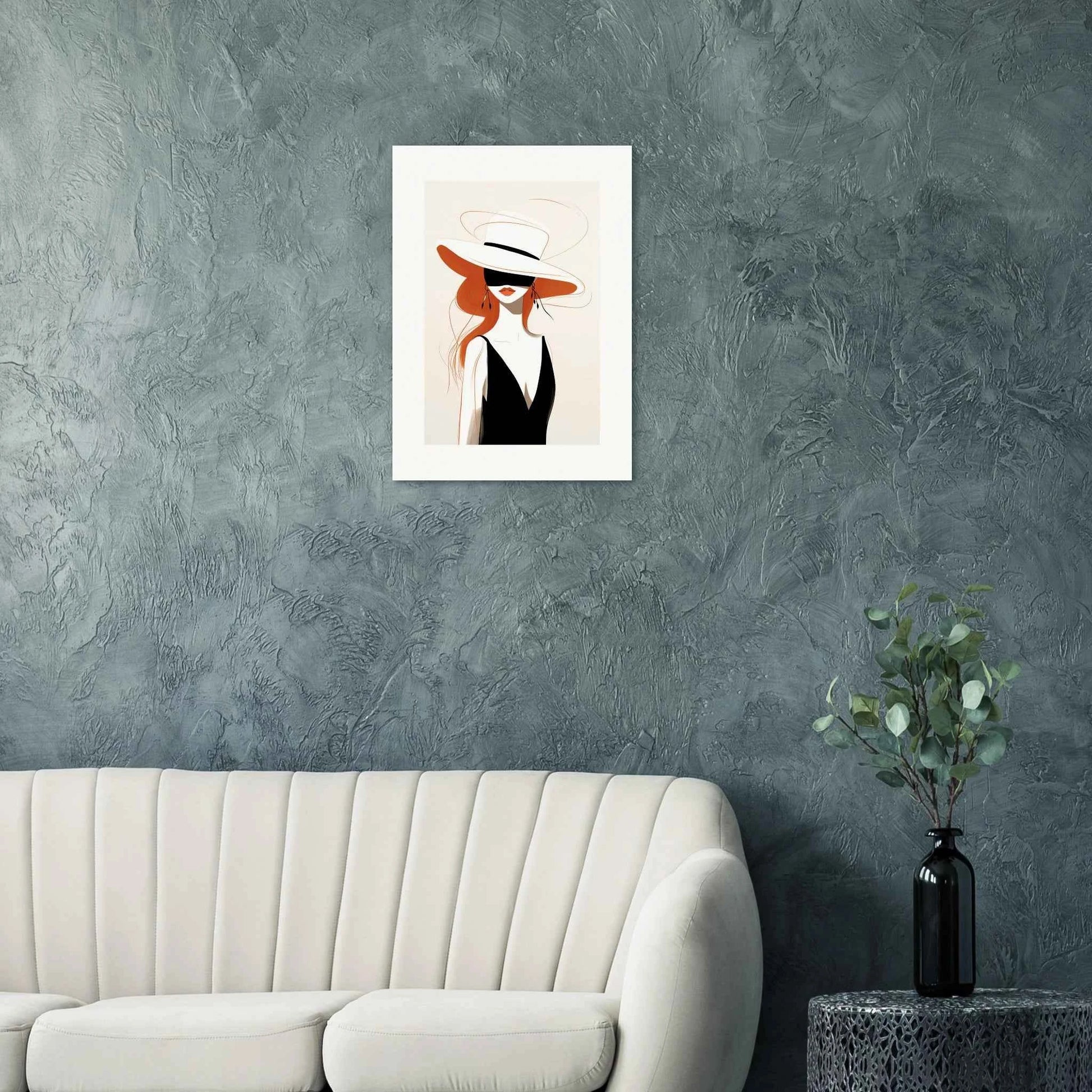 Elegant Woman in Hat & Dress Art Print