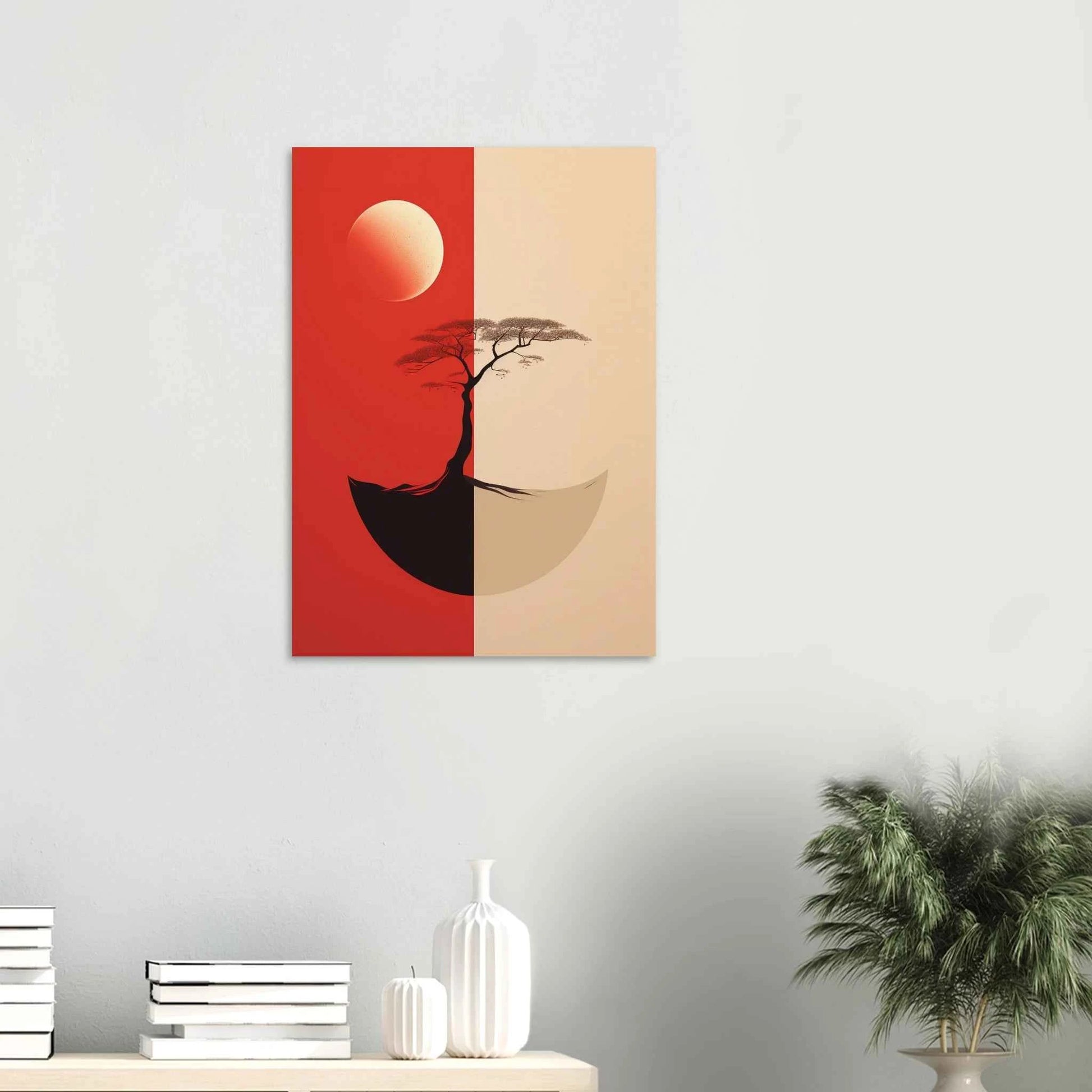 Zen Moon & Tree Minimalist Art Print