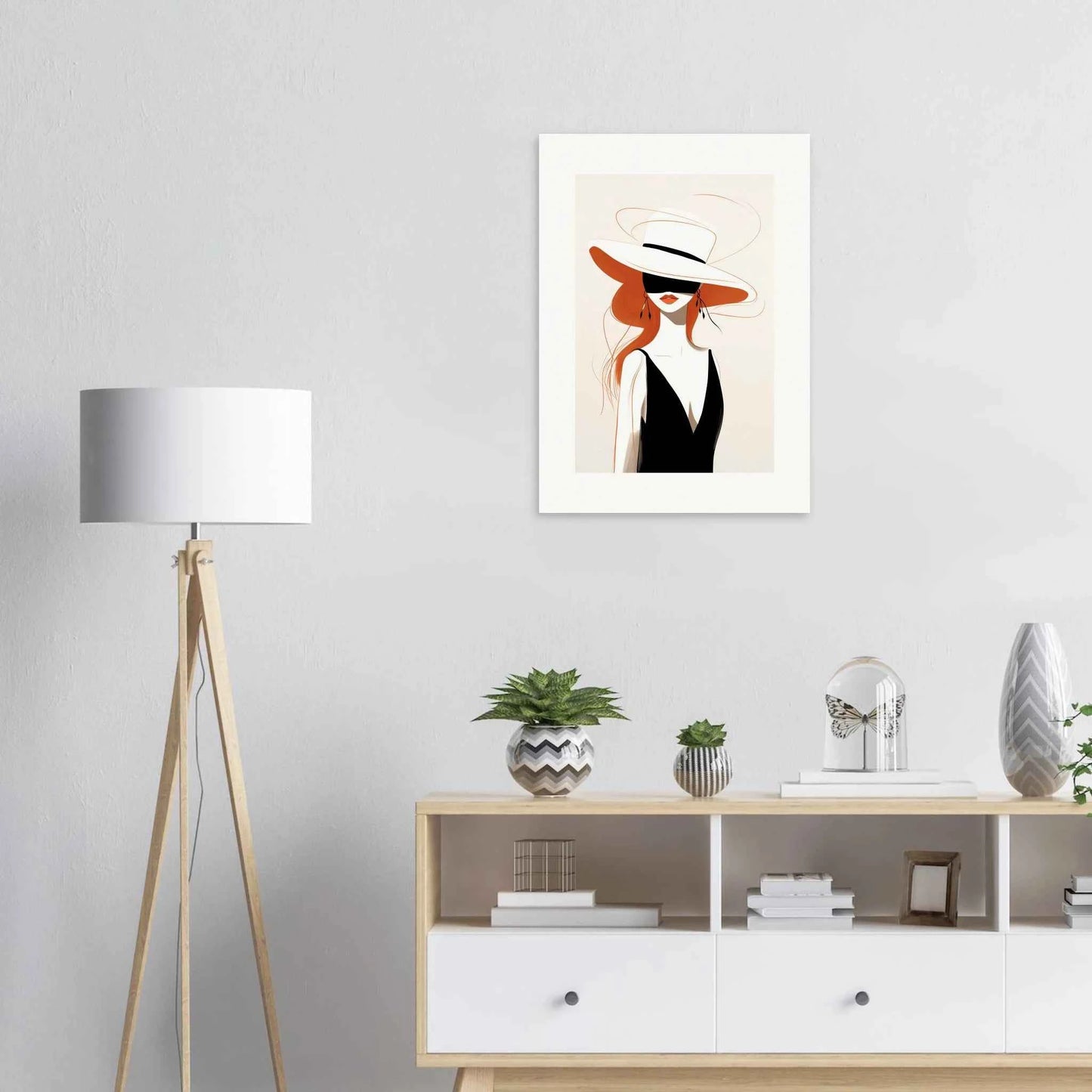 Elegant Woman in Hat & Dress Art Print