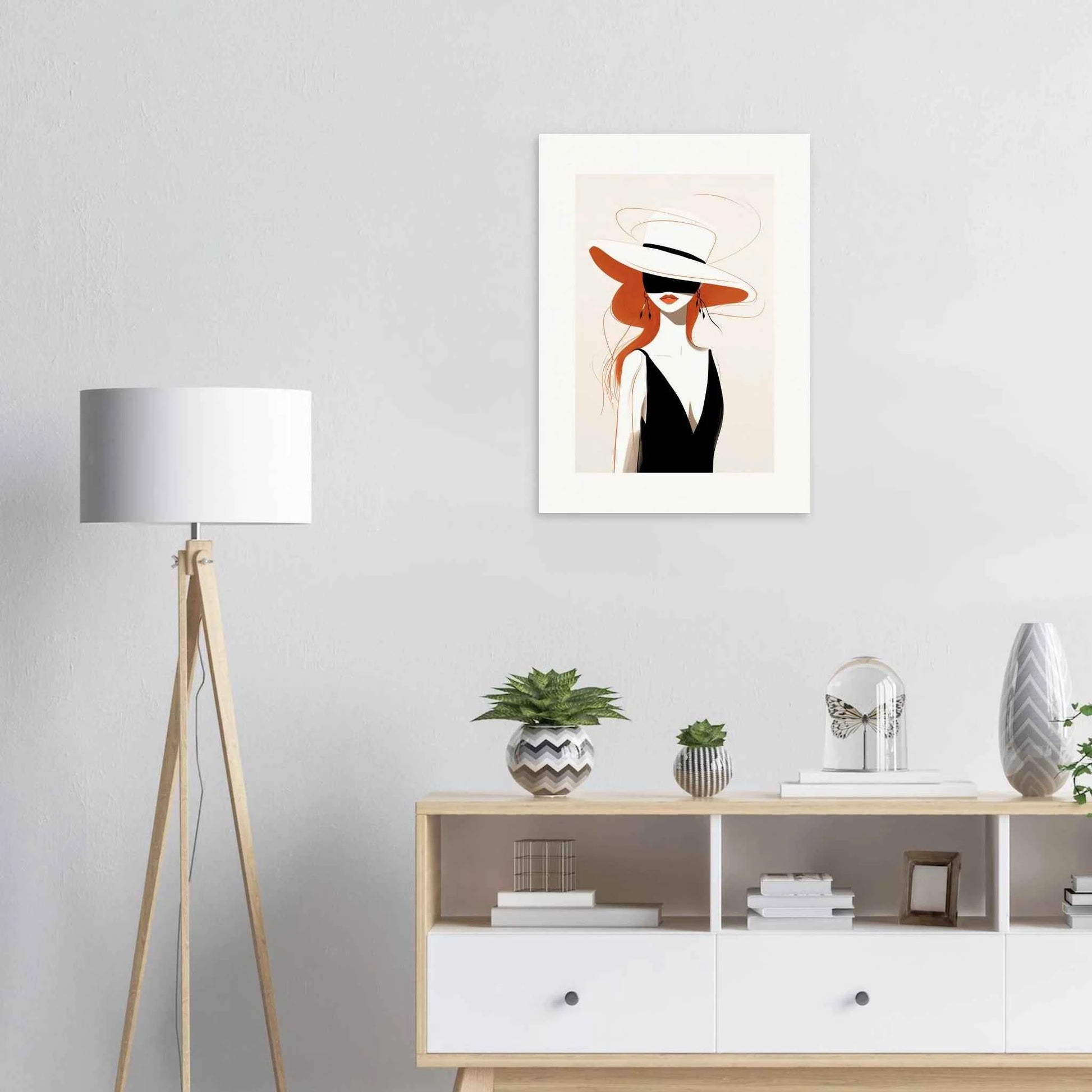 Elegant Woman in Hat & Dress Art Print