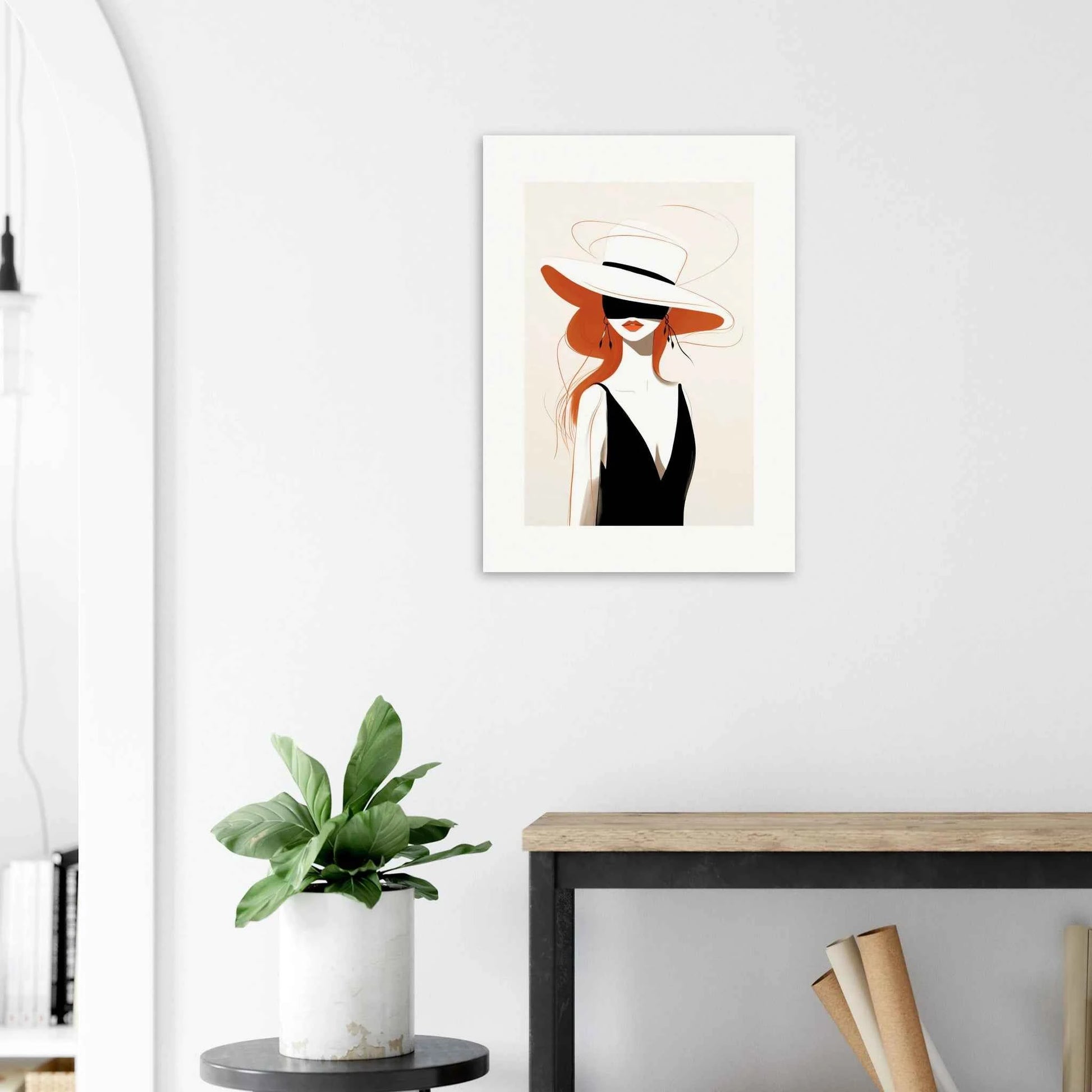 Elegant Woman in Hat & Dress Art Print