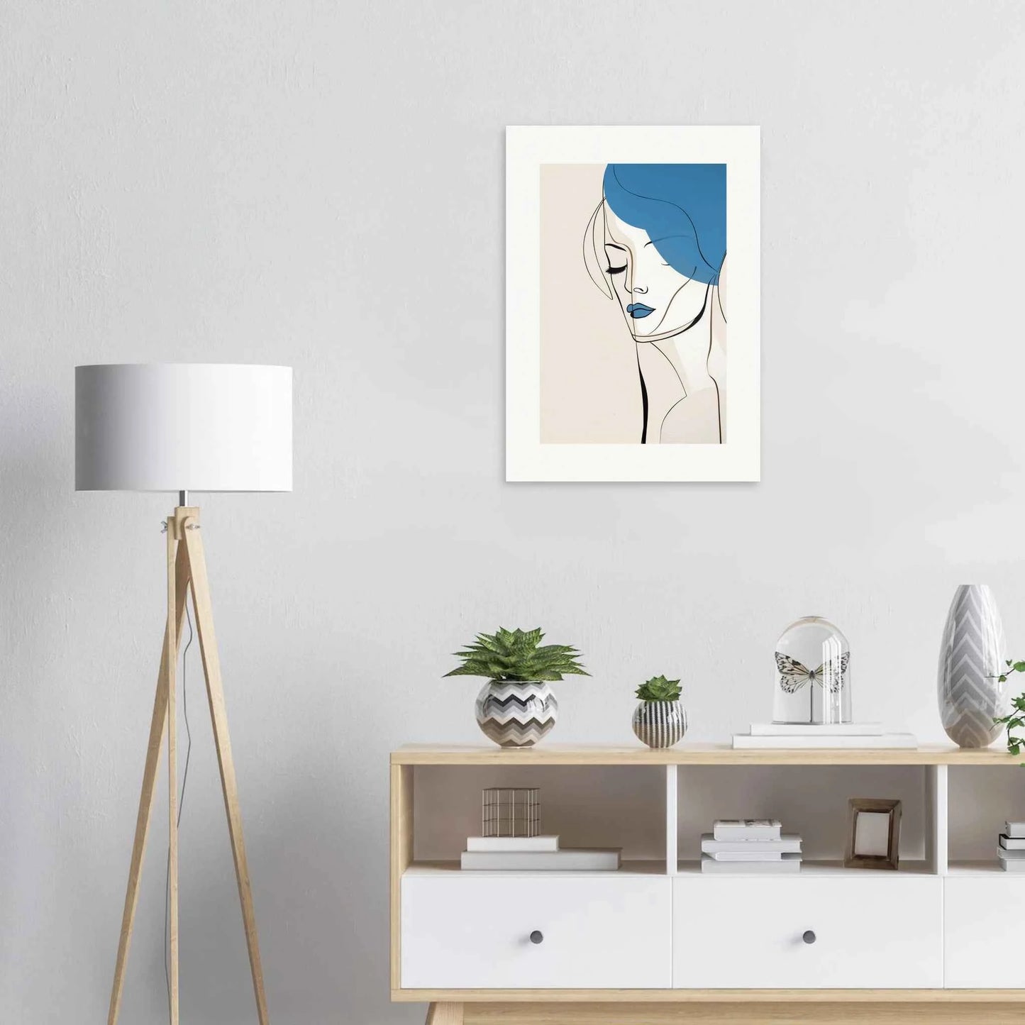 Blue Mood Abstract Portrait Print