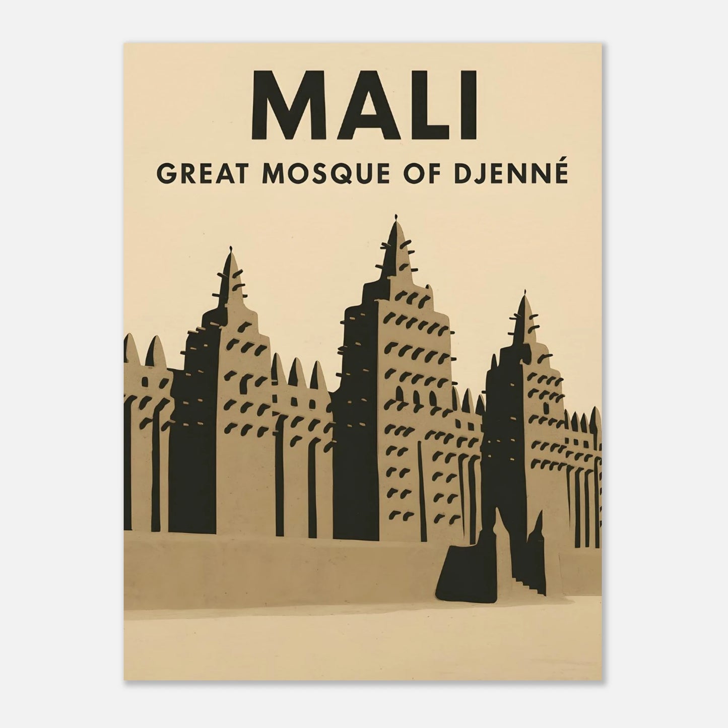 Mali Great Mosque Poster – Earthy Tones Art Print - Canvasero