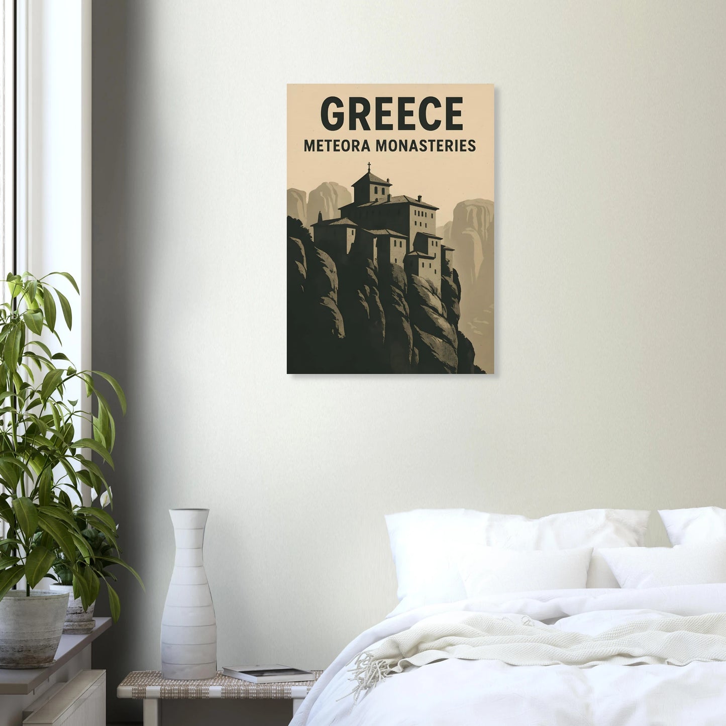 Meteora Monasteries Poster – Vintage Greece Travel Art Print - Canvasero