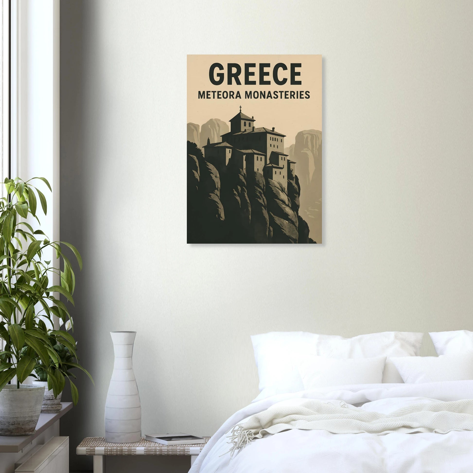 Meteora Monasteries Poster – Vintage Greece Travel Art Print - Canvasero