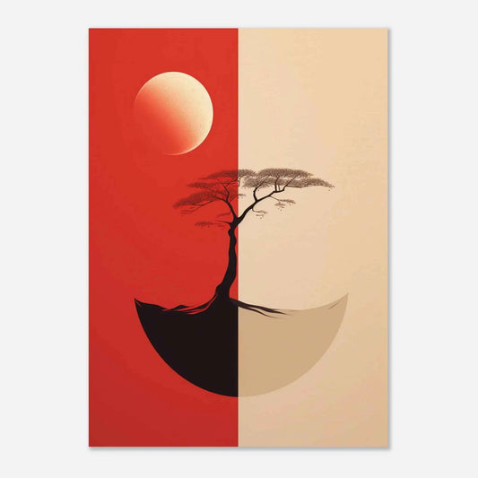 Zen Moon & Tree Minimalist Art Print