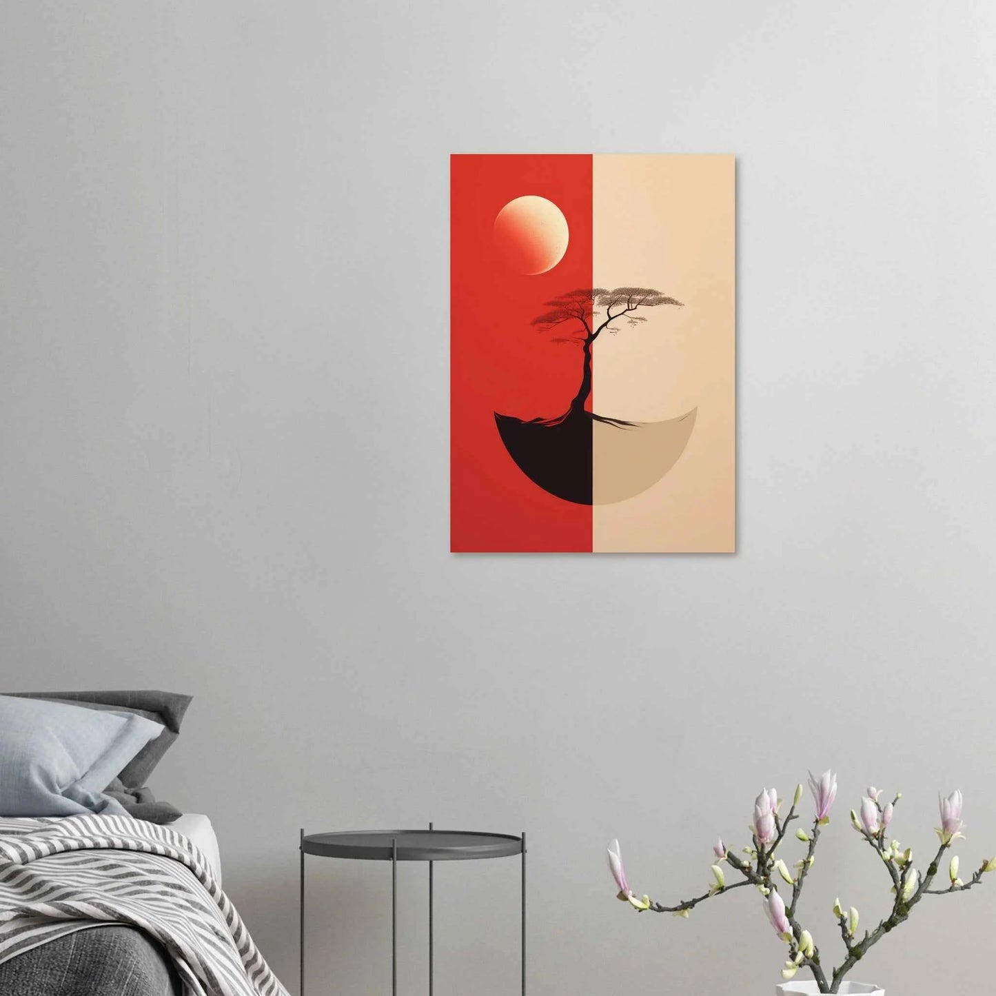 Zen Moon & Tree Minimalist Art Print