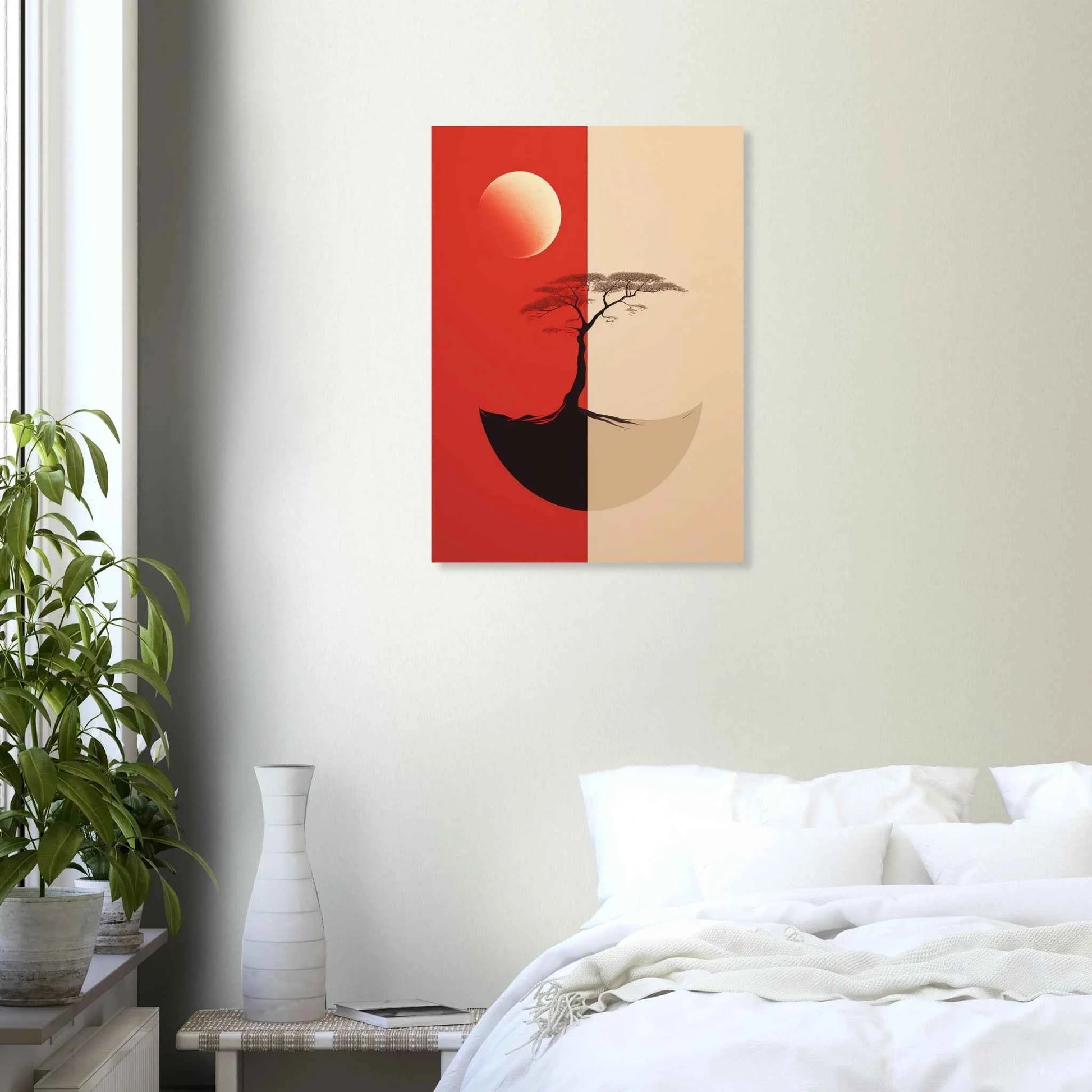 Zen Moon & Tree Minimalist Art Print