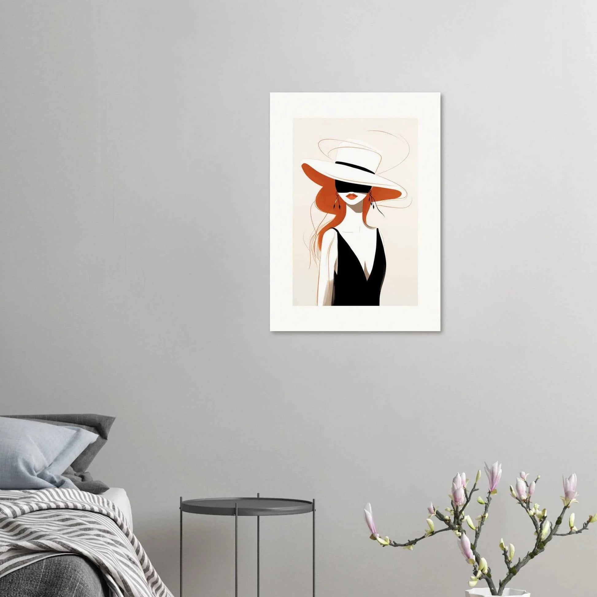 Elegant Woman in Hat & Dress Art Print