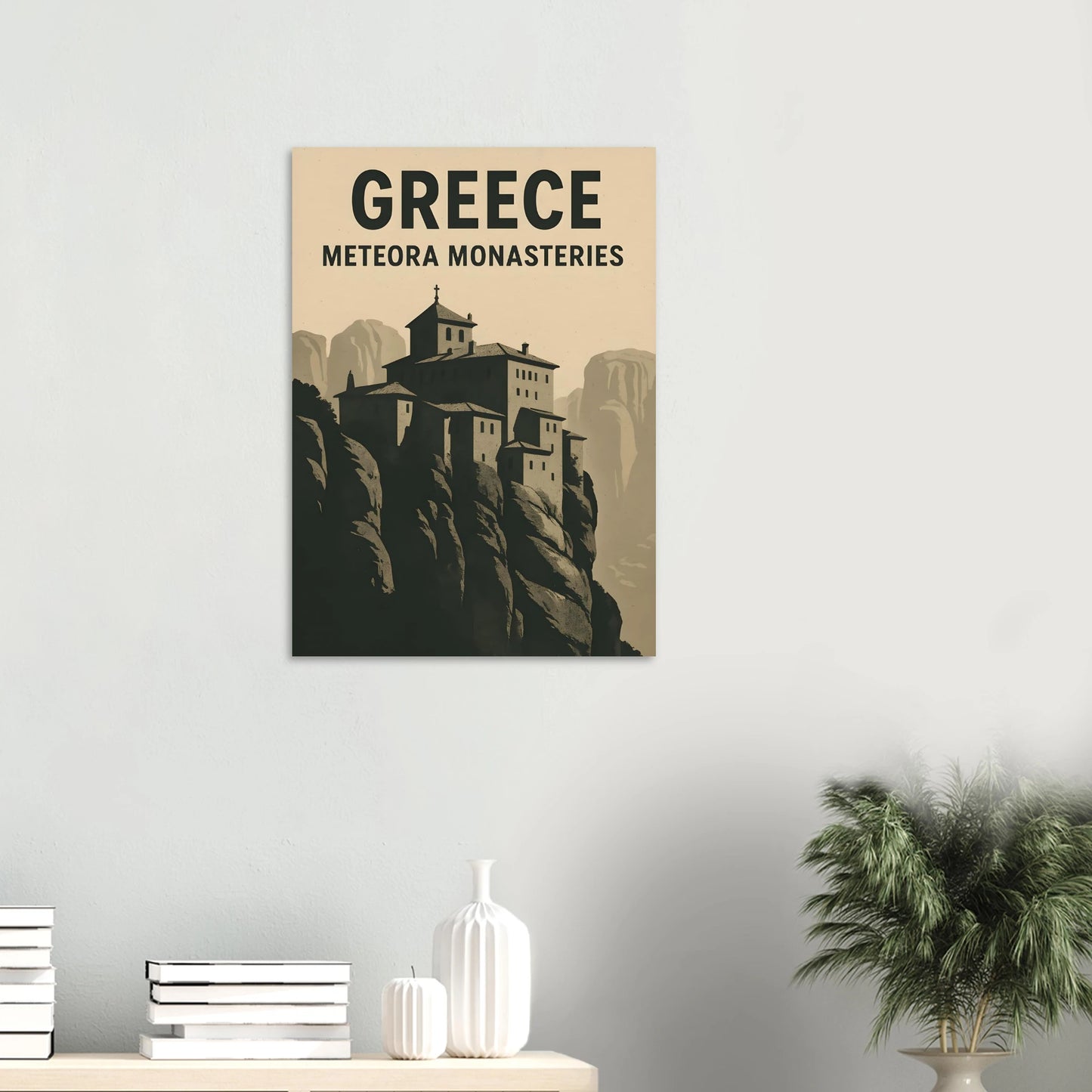 Meteora Monasteries Poster – Vintage Greece Travel Art Print - Canvasero