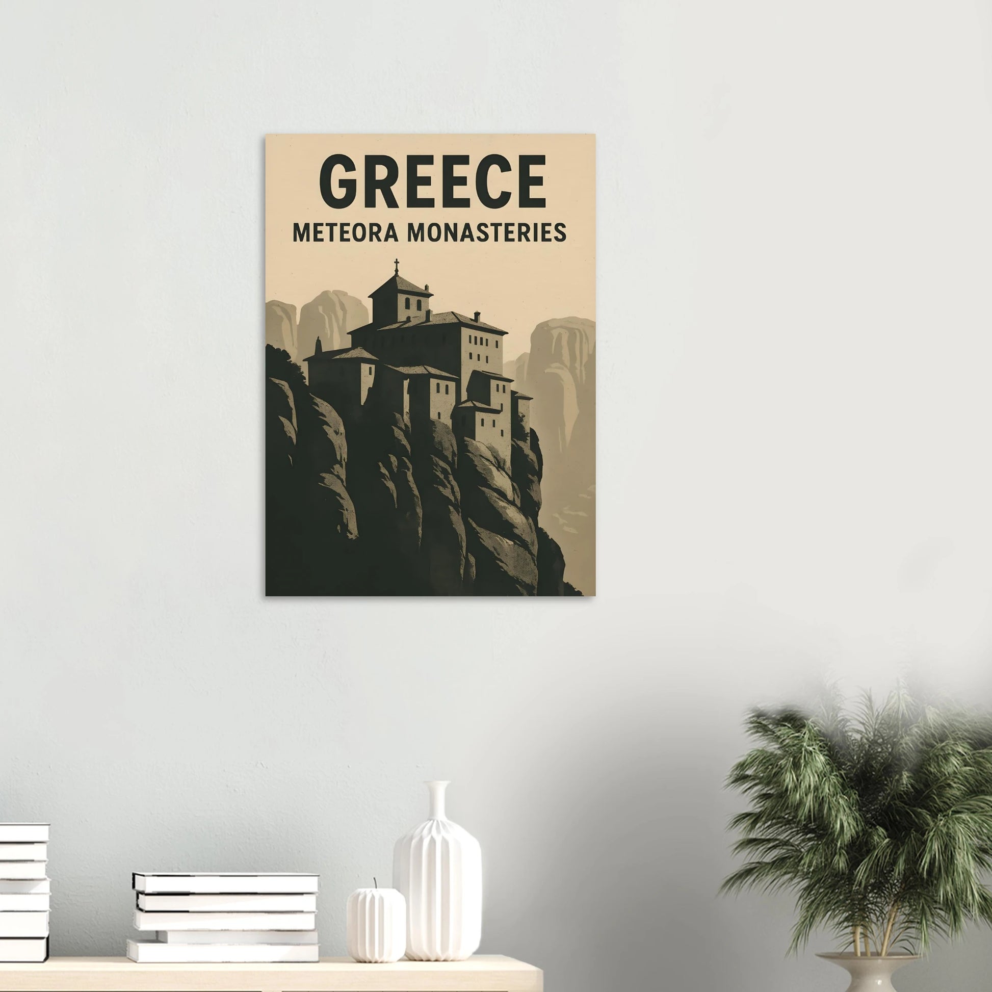 Meteora Monasteries Poster – Vintage Greece Travel Art Print - Canvasero