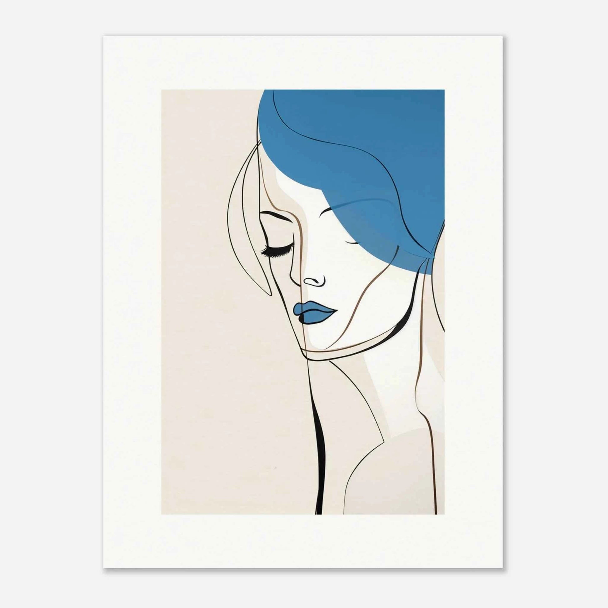 Blue Mood Abstract Portrait Print