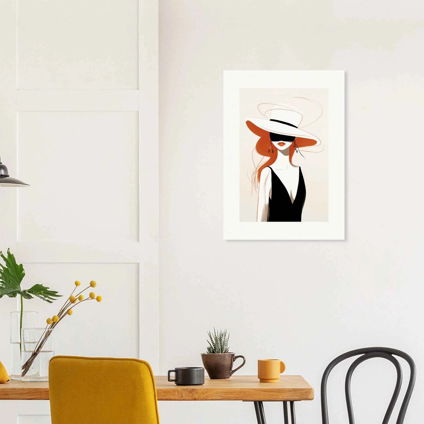 Elegant Woman in Hat & Dress Art Print