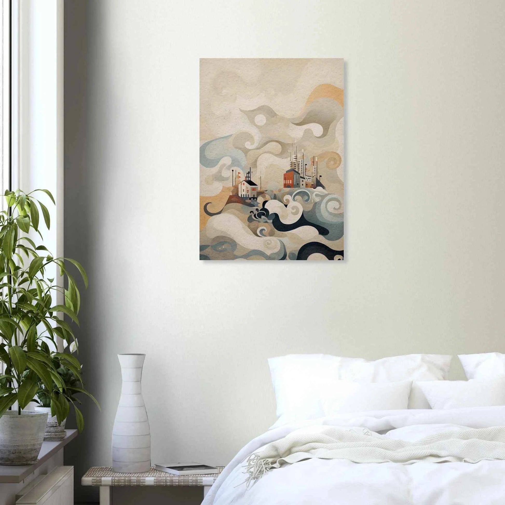 Abstract Cityscape Art Print in Earthy Tones