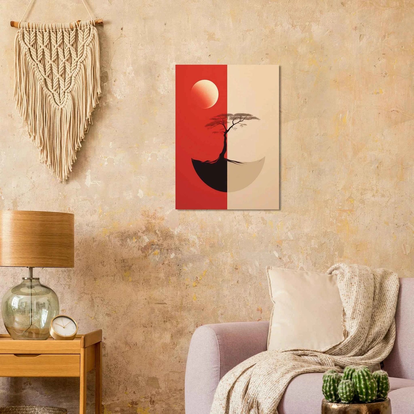 Zen Moon & Tree Minimalist Art Print