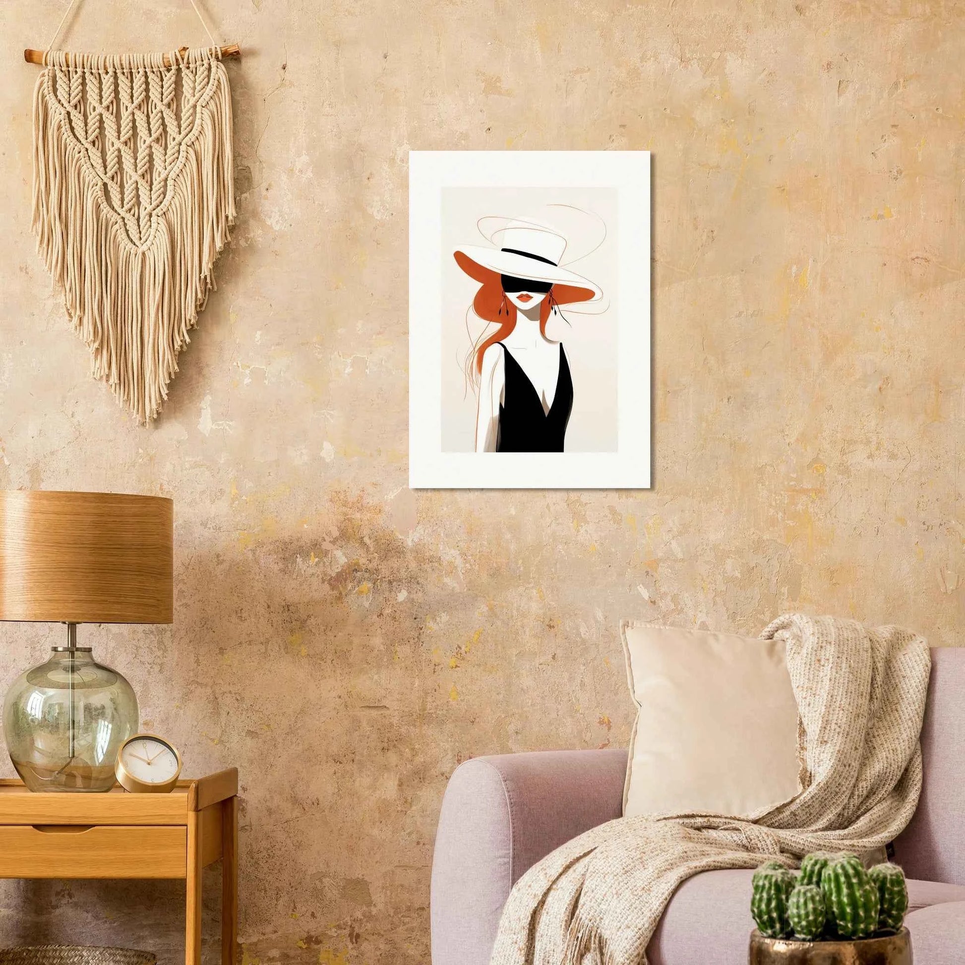 Elegant Woman in Hat & Dress Art Print