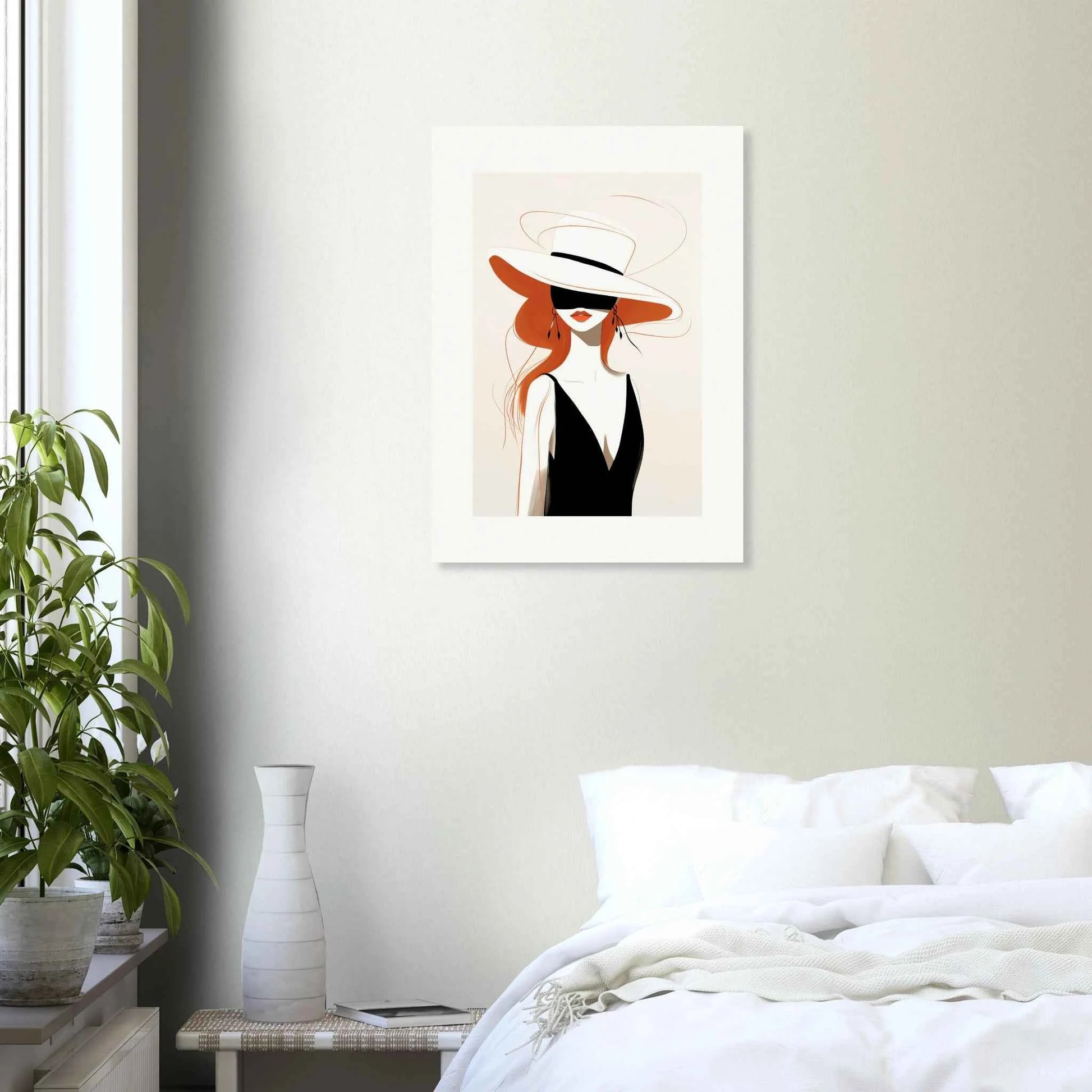 Elegant Woman in Hat & Dress Art Print