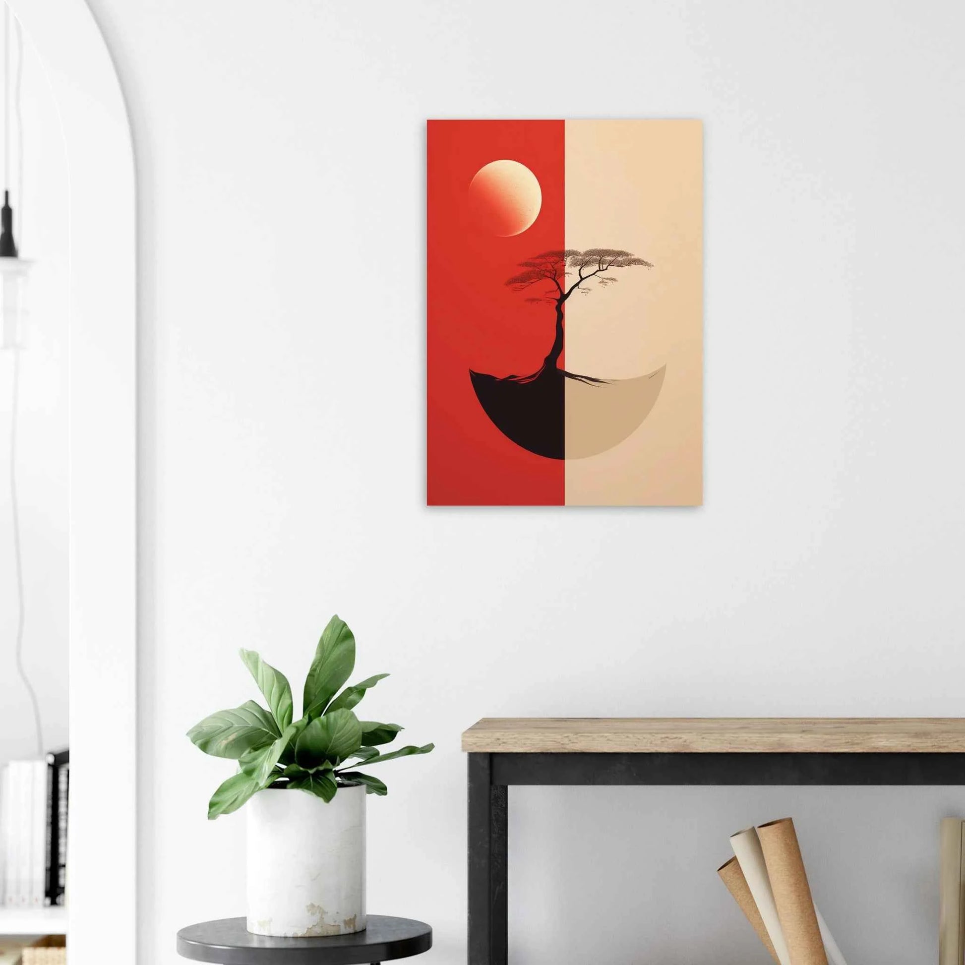 Zen Moon & Tree Minimalist Art Print