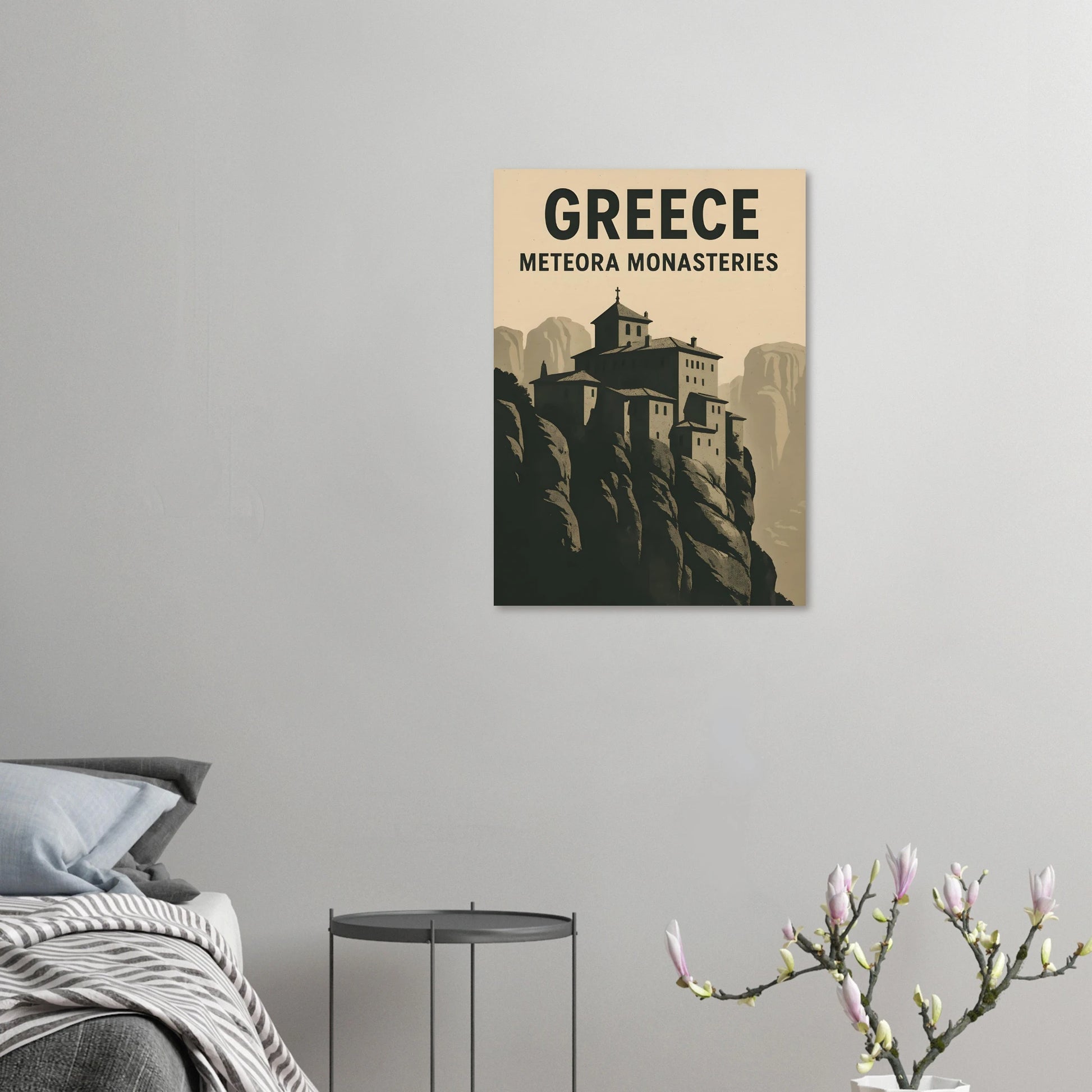 Meteora Monasteries Poster – Vintage Greece Travel Art Print - Canvasero