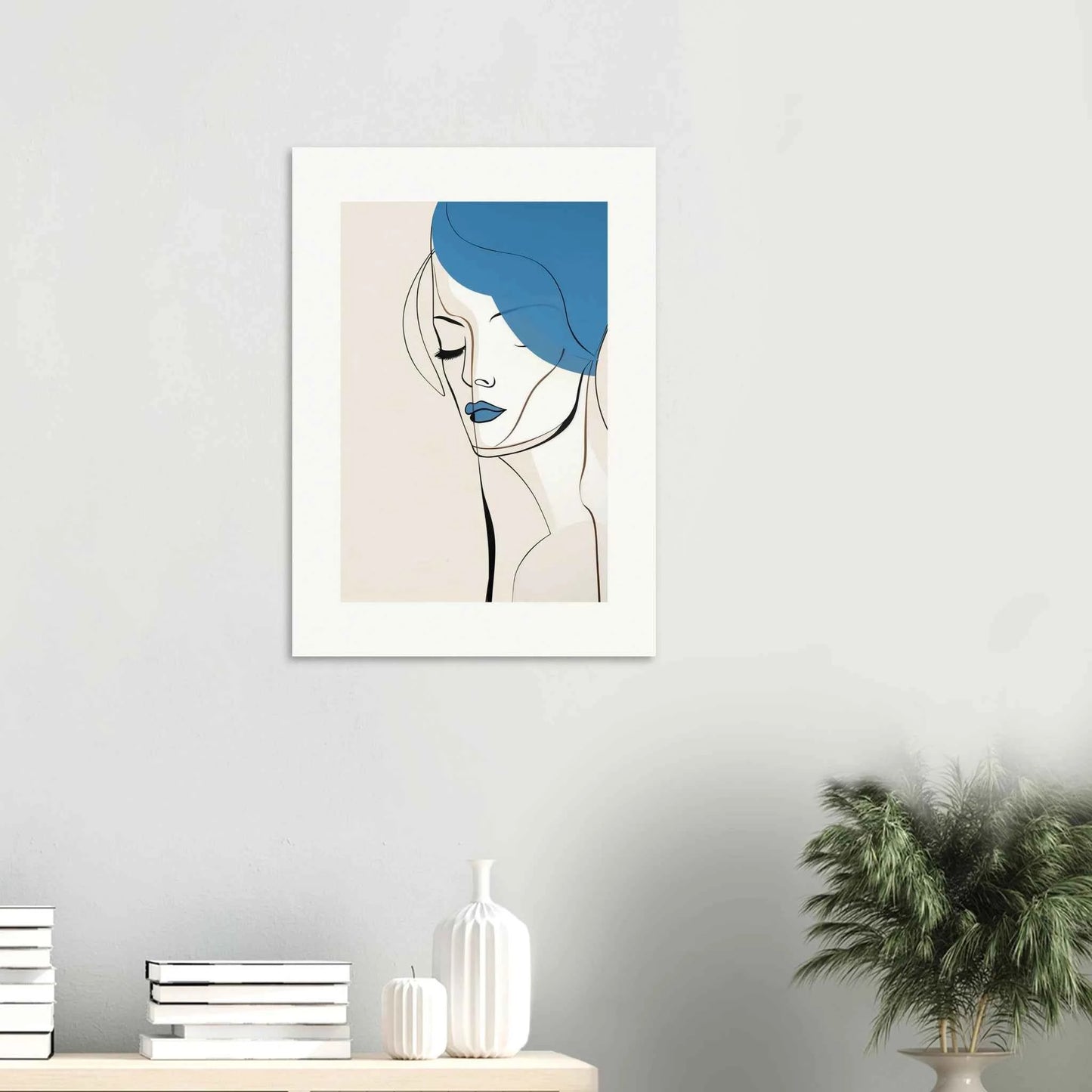 Blue Mood Abstract Portrait Print