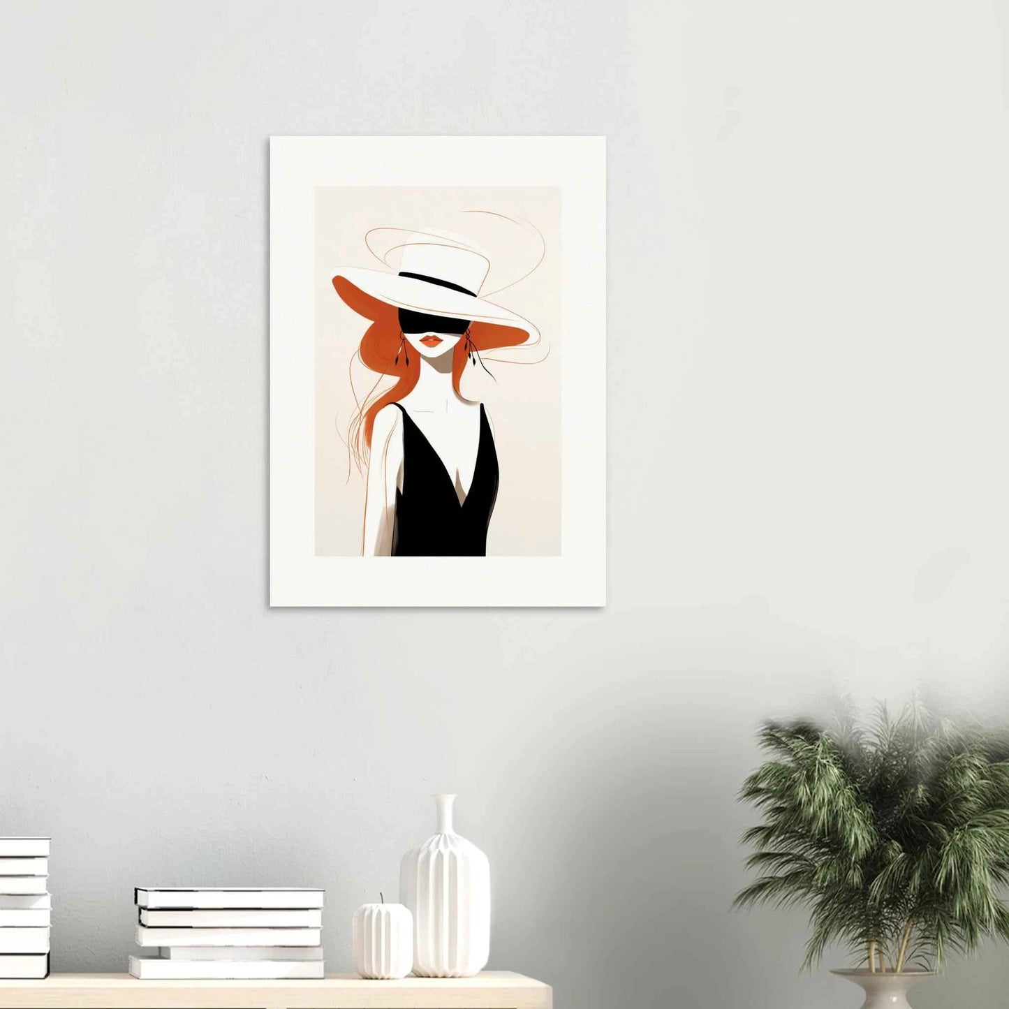 Elegant Woman in Hat & Dress Art Print